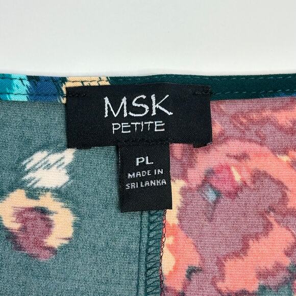NWT MSK Laguna Mist Floral Print 3/4 Sleeve Shift Dress Womens Petite Size PL - Picture 8 of 12
